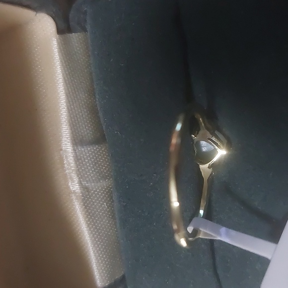 Sterling Silver Natural Larimar Ring Yellow Gold Plated Sz7 - Picture 4 of 7